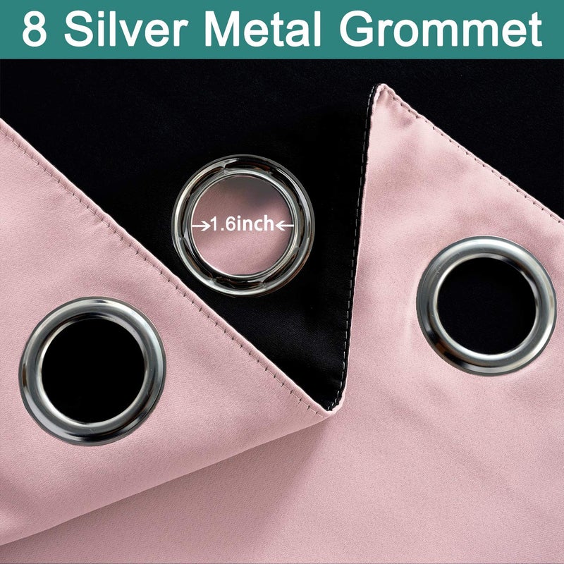 Yakamok Full Blackout Curtains 84 Inches Long,Blackout Curtain Panels for Bedroom, 2 Thick Layers Grommet Top Thermal Insulated Drapes with Black Liner for Living Room(Pink, Set of 2) - Image 5